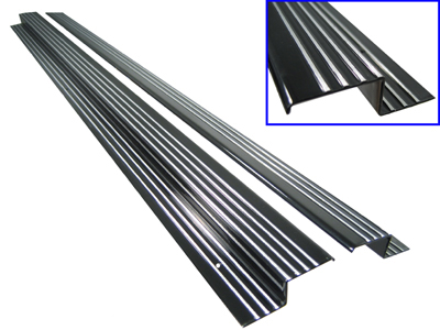 VW Door Sills, Billet Aluminum, Gloss Black w/ Polished Ribs, Pair, All Sedans